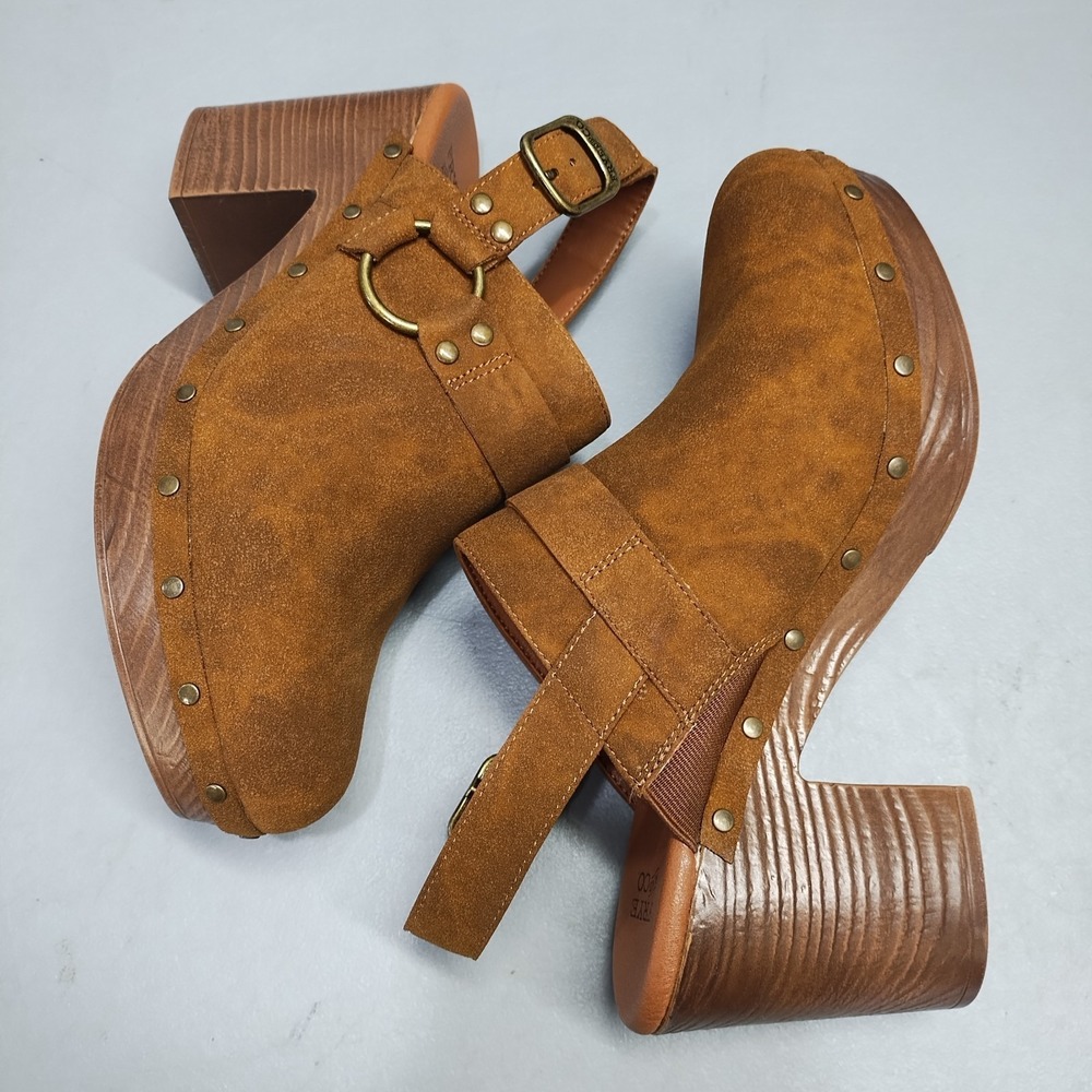Frye & Co. Iselle Slingback Clogs Womens 9M Brown Studded Round Toe Block Heel - Picture 3 of 8